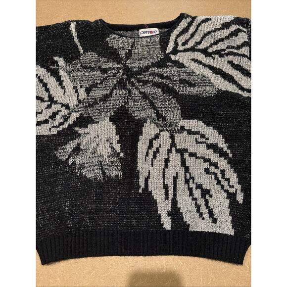 Vintage Penrose Sweater Womens Large Black Silver Grandma 80s Indie Sleaze Cozy - Picture 2 of 8